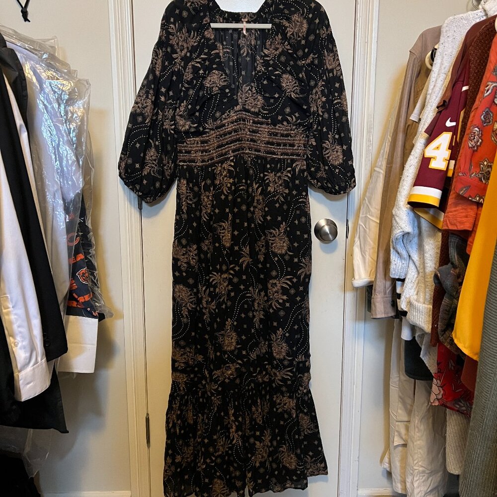 Free People Golden Hour Maxi Dress L black